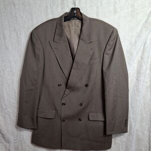 Paul Dione Double Breasted Blazer Peak Lapels Silver Brown Jacket Sport Coat